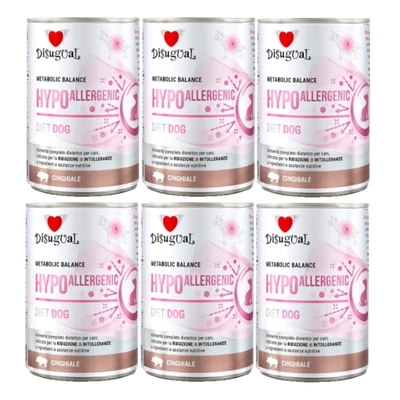 Disgual Nassfutter für Hunde, veterinärmedizinisch, hypoallergen, Wildschwein (ausgewachsen), 6x400 g