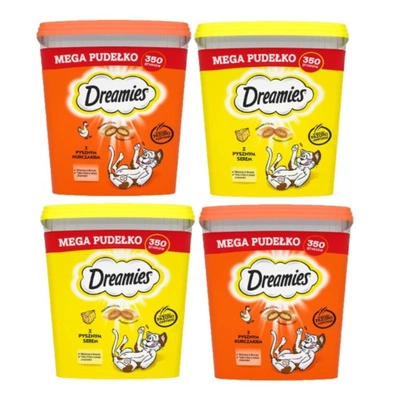 DREAMIES Mega Box 4x350 g – Ergänzungsfuttermittel für ausgewachsene Katzen, Geschmacksmischung