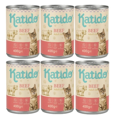 Katido Nassfutter für Katzen mit Rindfleisch 6x400 g