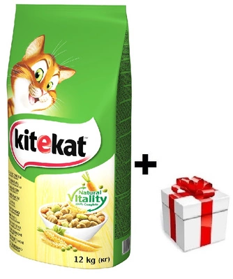 KITEKAT Katzentrockenfutter mit Huhn und Gemüse 12kg + Überraschung für die Katze