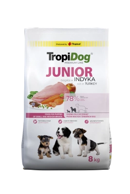 Tropidog Premium Junior Kleine und Mittlere Rassen Lachs mit Reis 8kg