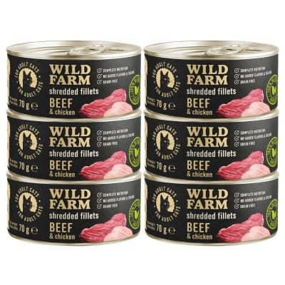 WILD FARM Fillets Rind&Huhn 6x70g - getreidefreies Katzennassfutter in Brühe