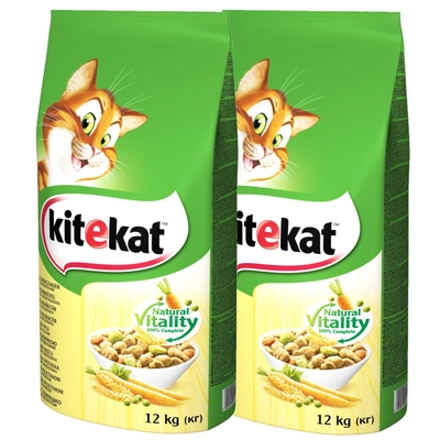 KITEKAT Katzentrockenfutter mit Huhn und Gemüse 2x12kg - più economico come set