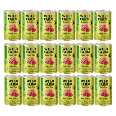 WILD FARM Premium Grain Free Schweinefleisch und Thunfisch 18x400g - getreidefreies Katzenfutter