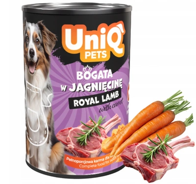 UNIQ PETS Nassfutter für Hunde, Royal Lamm, 375 g