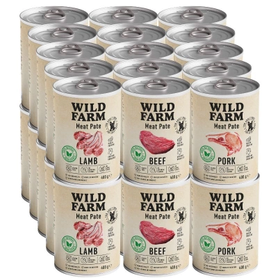 WILD FARM Pasteten Mix Flavours 30x400g glutenfreies Hundefutter