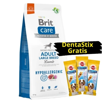 BRIT CARE Hund Hypoallergen Adult Große Rassen Lamm 12kg + 3x DentaStix GRATIS!