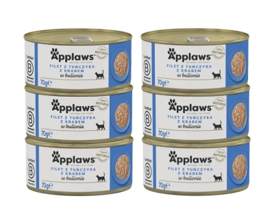 APPLAWS Tuna Fillet With Crab In Broth Tin 6x70g