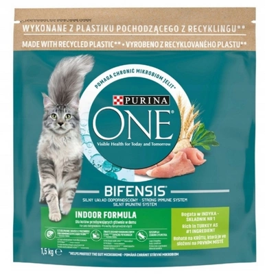 Purina One Indoor Cat Adult Futter mit Truthahn für Katzen 1,5 kg