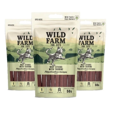 WILD FARM Rindersticks mit Taurin 3x50g Katzenleckerli