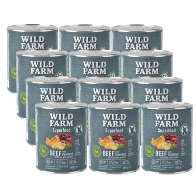 WILD FARM Superfood Beef (Rindfleisch mit Kürbis, Kartoffeln und Petersilie) 12x800g getreidefreies Hundefutter