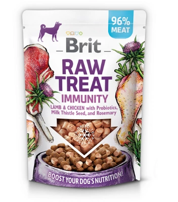 BRIT CARE Dog Raw Treat Immunity Lamm & Huhn mit Probiotika, Mariendistelsamen und Rosmarin 40g