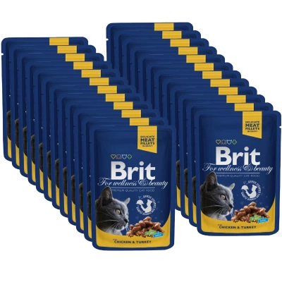 Brit Premium Cat für ausgewachsene Katzen mit Huhn und Pute 24x100g