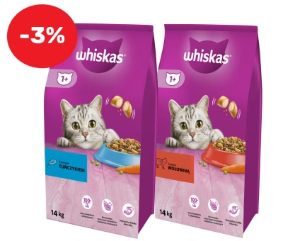 WHISKAS Adult 14kg - Katzentrockenfutter mit Rindfleisch und Gemüse + WHISKAS Adult 14kg - Katzentrockenfutter mit Thunfisch und Gemüse
