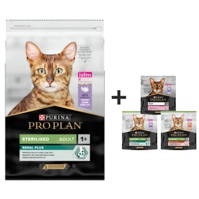 PRO PLAN Sterilisiertes Nieren-Truthahn-reiches Katzenfutter 10kg + Katzenfutter 400g (wird nach dem Zufallsprinzip zugeteilt)