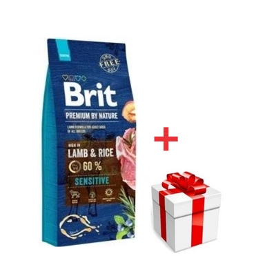 Brit Premium By Nature Sensitive mit Lamm & Reis 15kg + Überraschung für den Hund