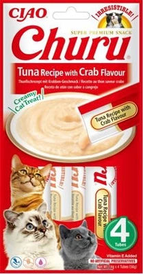 INABA Thunfisch Churu mit Krabbengeschmack für Katzen 4x14g