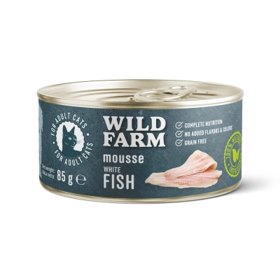 WILD FARM Mousse Weißfisch 85g – getreidefreies Mousse für Katzen