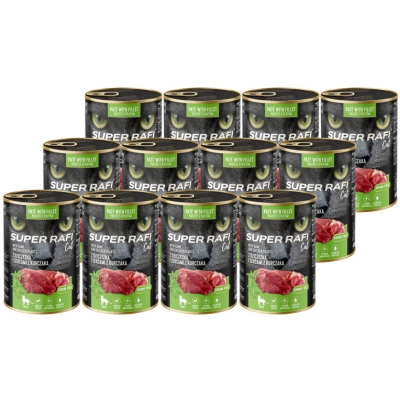 DOLINA NOTECI Super Rafi Katze P&F mit Wild- und Hühnerherzen 12x400g