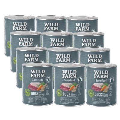 WILD FARM Superfood Duck (Ente mit Quinoa, Karotten und Kräutern) 12x800g getreidefreies Hundefutter