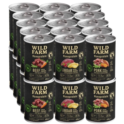 WILD FARM Monoprotein Mix Flavors 30x400g hypoallergenes Hundefutter