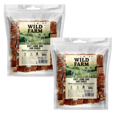 WILD FARM Lamm- und Kabeljauwürfel soft 2x500g Hundeleckerli