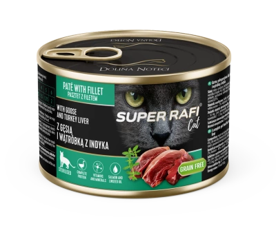 DOLINA NOTECI Super Rafi Katzenfutter mit Gänse- und Putenleber für sterilisierte Katzen 185 g