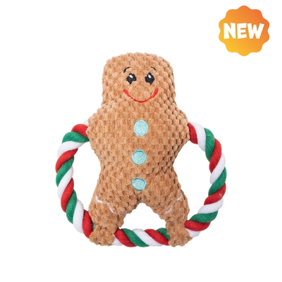 UNIQ PETS Plüschtier für Hunde, quietschender Schneemann mit Ringzerrer, 20 × 20 cm