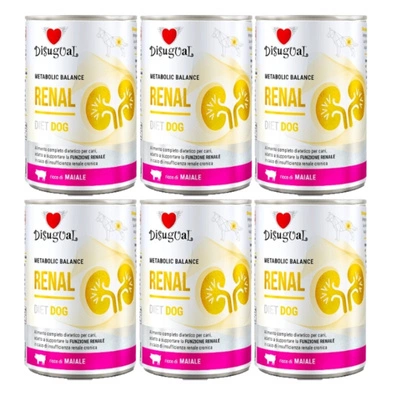 Disguial Nassfutter für Hunde, tierärztlich, Nierengeschmack, Schweinefleisch (ausgewachsen), 6x400 g