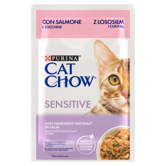 Purina Cat Chow Sensitive Lachs und Zucchini in Sauce 85g