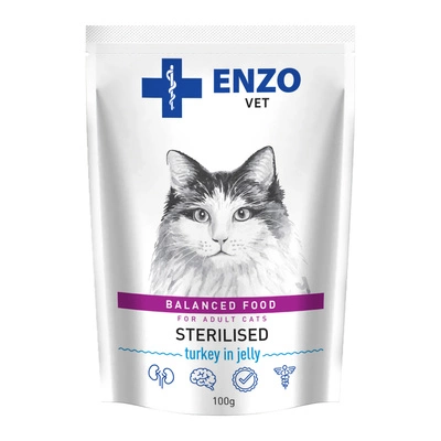 ENZO VET Sterilised Diet für sterilisierte Katzen mit Truthahn in Gelee 100g