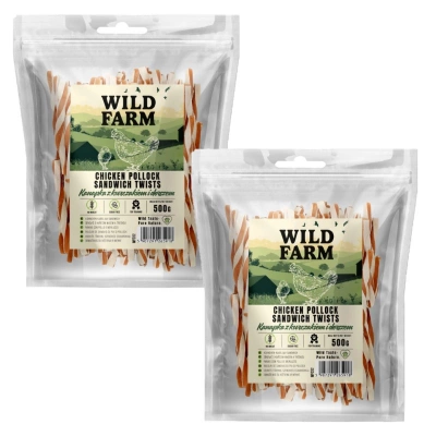 WILD FARM Huhn und Kabeljau Sandwich 2x500g Hundeleckerli