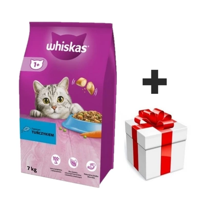 WHISKAS Adult 7 kg - Trockenfutter für ausgewachsene Katzen, mit leckerem Thunfisch + Überraschung für die Katze