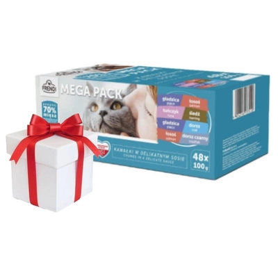 Frendi-Beutel für Katzen mit Fischgeschmack in Sauce 48x100g + Überraschung für die Katze GRATIS!