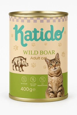 Katido Nassfutter für Katzen, Wildschweingeschmack, 400 g