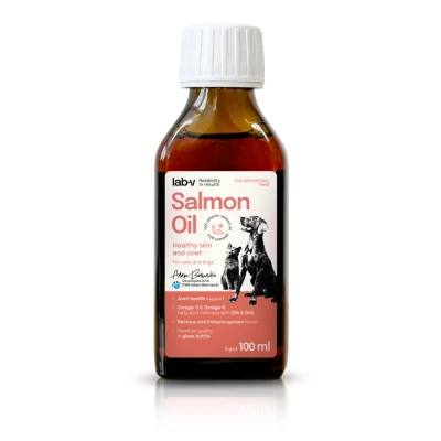 Lab-V Lachsöl 100 % für Hunde und Katzen jeden Alters, 100 ml, kaltgepresst
