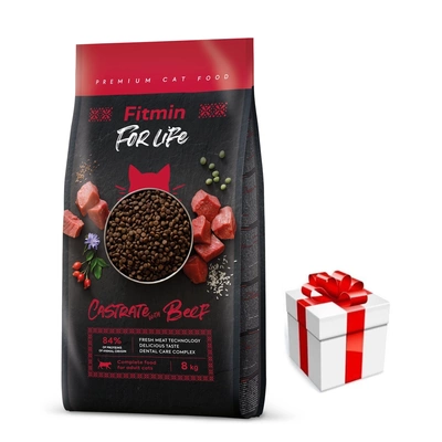 FITMIN Cat For Life Kastrat Rindfleisch 8kg + Überraschung für die Katze