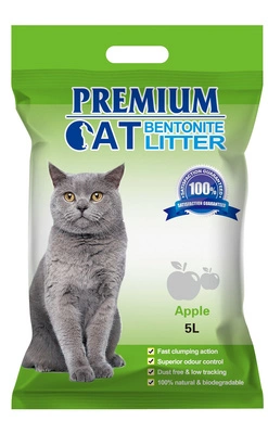 Premium-Katzenklumpstreu aus Bentonit - Apfel für Katzen 5L