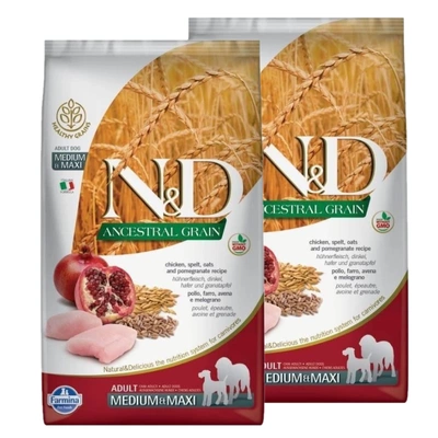 Farmina N&D Ancestral Grain Canine Adult Medium&Maxi Chicken&Pomegranate 2x12kg