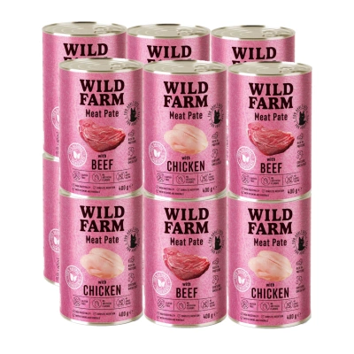 WILD FARM Pate Chicken/Beef 12x400g - glutenfreies Katzenfutter