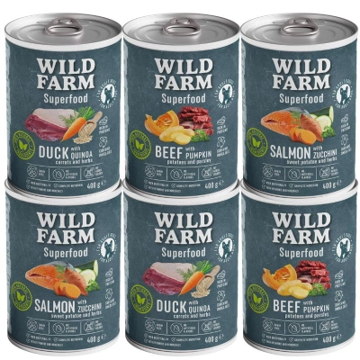 WILD FARM Superfood Mix Flavours 6x400g getreidefreies Hundefutter
