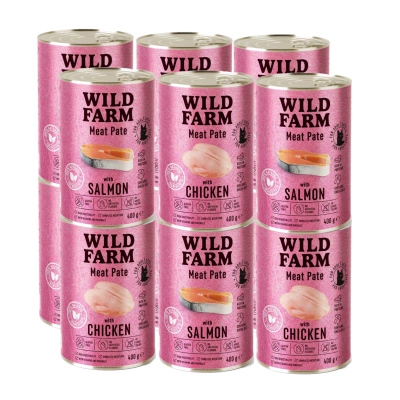 WILD FARM Pate Chicken/Salmon 12x400g - glutenfreies Katzenfutter