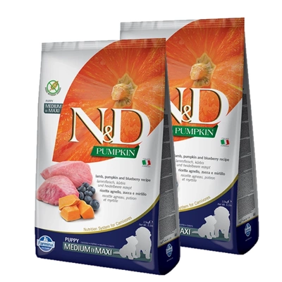 Farmina N&D Pumpkin Grain Free Canine Puppy Medium&Maxi Lamb&Blueberry 2x12kg
