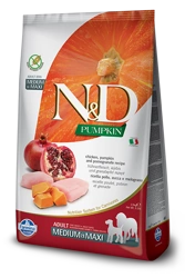 Farmina N&D Pumpkin Grain Free Canine Adult Medium&Maxi Chicken&Pomegranate 12kg + Überraschung für den Hund