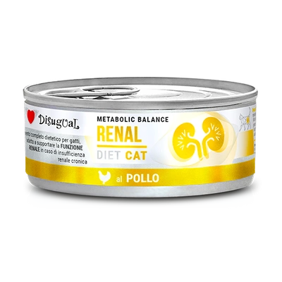 Disgual Nassfutter für Katzen, Veterinärmedizinisch, Nierenfunktion, Huhn (ausgewachsen), 85 g