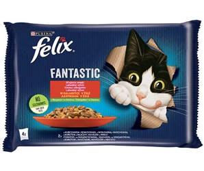 FELIX Fantastisches Hühner- und Rindfleischgelee 4x85g