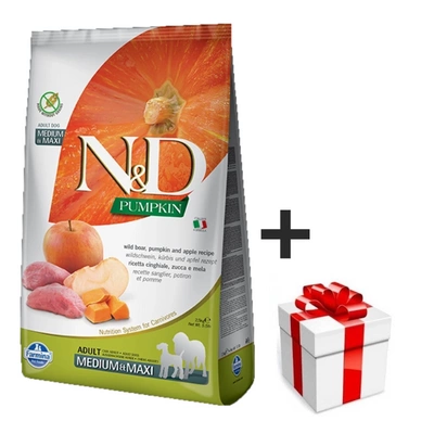 Farmina N&D Pumpkin Grain Free Canine Adult Medium&Maxi Boar&Apple 12kg + Überraschung für den Hund