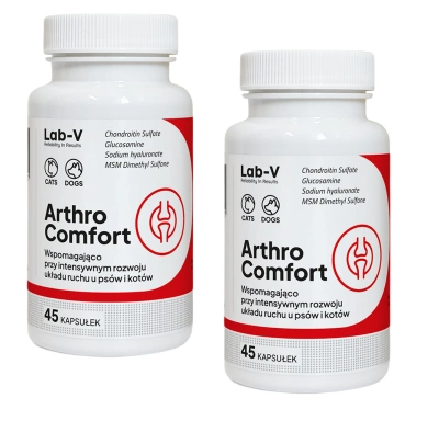 LAB-V Arthro Comfort – Umfassende Unterstützung der Gelenkgesundheit und des Bewegungsapparates für Hunde und Katzen 2x45 Kapseln-3% günstiger im Set