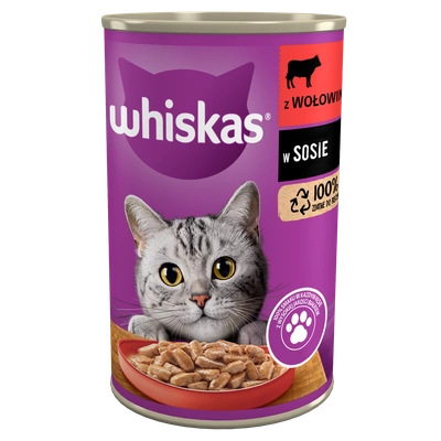 WHISKAS Katzennassfutter 1+ mit Rindfleisch in Soße 400g