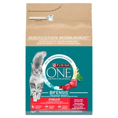 Purina One Cat Sterilcat Rindfleisch-Katzenfutter 3 kg